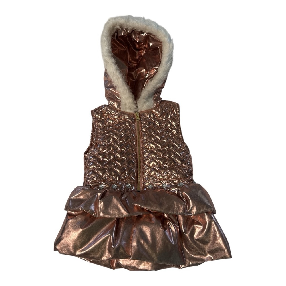 #189 Little Lass Shiny Rose Gold Hooded Vest